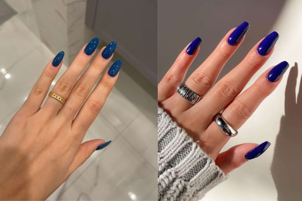 unhas azul escuro