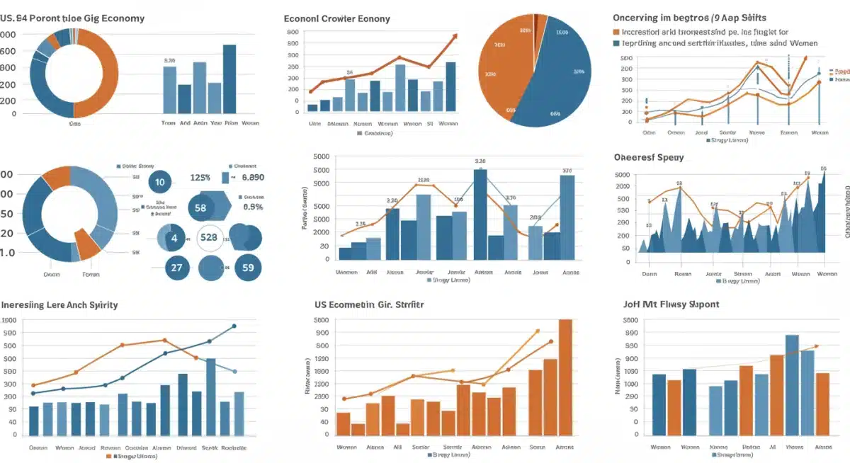 Data visualization of women's growth in the US gig economy