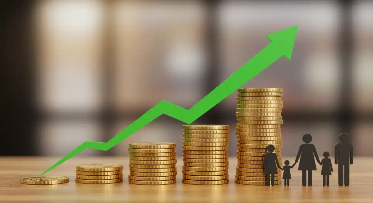 Illustration of rising federal aid, showing positive impact on diverse families.