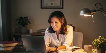 Adult woman studying, focused on federal grants application for education in 2026