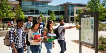 Community College Programs 2026: Affordable US Higher Ed Students on a modern community college campus, discussing future academic pathways and career opportunities in 2026.
