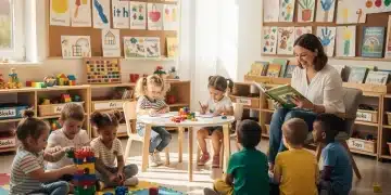 BNCC 2026: Impacto na educação infantil e aprendizado das crianças Crianças em sala de aula participando de atividades de aprendizado lúdicas e interativas, com foco no desenvolvimento integral.