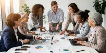 Empowered women collaborating on financial planning for 2030 independence