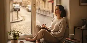Découvrir votre Ikigai en France (2026) : Guide Complet Femme sereine réfléchissant à son ikigai, vue sur Paris