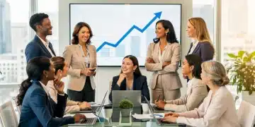 Femmes professionnelles discutant dans un bureau moderne, symbolisant l'égalité salariale et l'évolution de carrière en France.