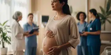 Violência Obstétrica em 2026: Denúncias e Direitos no Brasil Gestante empoderada em ambiente de saúde respeitoso, simbolizando o combate à violência obstétrica e a defesa dos direitos da mulher.