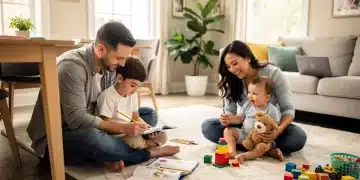 Happy diverse US family utilizing dependent care benefits at home in 2026