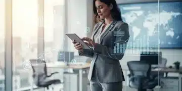 Mulher confiante em escritório moderno, explorando tendências de carreira para 2026.