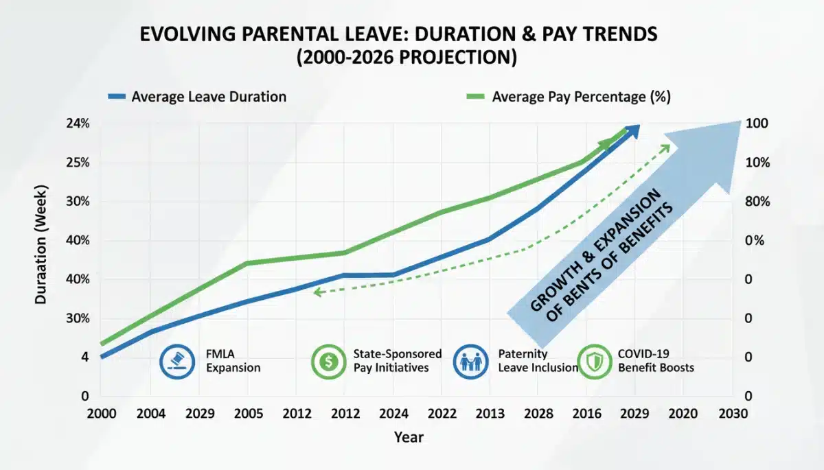 Infographic showing the projected increase in parental leave benefits by 2026.