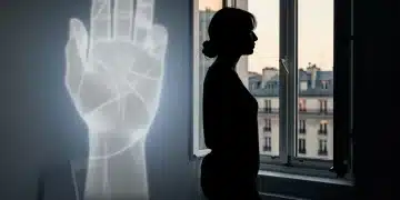 Illustration symbolisant la lutte contre la violence conjugale en France, avec une silhouette féminine et un espoir de soutien.