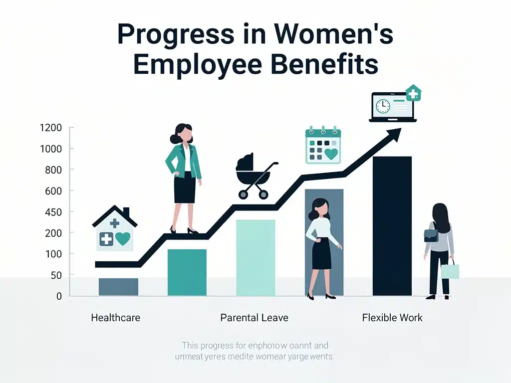 Infographic showing positive trend in women's employee benefits