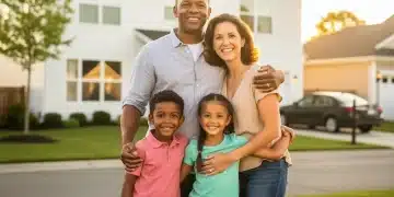 Happy diverse family in front of a home, symbolizing Child Tax Credit benefits