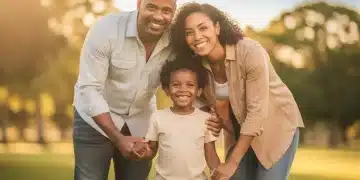 Loving family embracing after a successful adoption in the US, depicting happiness and unity.