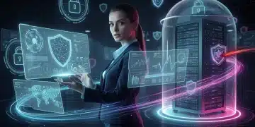 Cybersecurity Threats: New Risks for Women Online in 2026 Woman navigating secure digital environment, symbolizing protection against cybersecurity threats