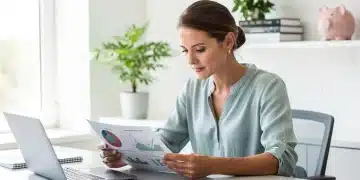 Woman reviewing financial statements for a personal finance audit, identifying savings opportunities