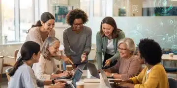 Diverse women accessing broadband, symbolizing digital inclusion and empowerment