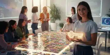 Diverse women collaboratively building a glowing puzzle, symbolizing personal growth and shared purpose in 2026.