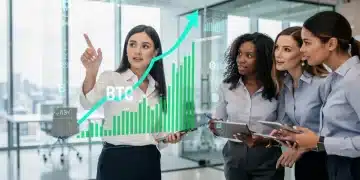 Women collaboratively analyzing cryptocurrency investment data in 2026