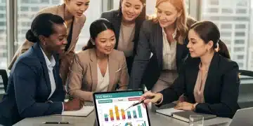 ESG Investing for Women: Aligning Values & Financial Growth Professional women discussing ESG investment strategies in a modern office.