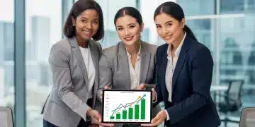 Women analyzing financial data on a tablet, preparing for interest rate changes