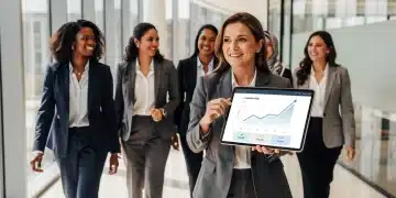 Women in Leadership: 30% Fortune 500 Board Representation by 2026 Professional women confidently walking in a modern office, representing progress in leadership roles.