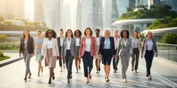 Diverse women confidently walking towards a brighter future, symbolizing resilience and adaptation in a changing world.