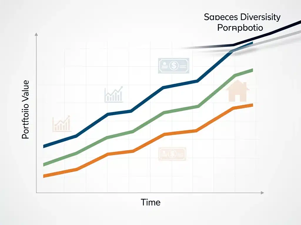 Diversified investment portfolio growing over decades