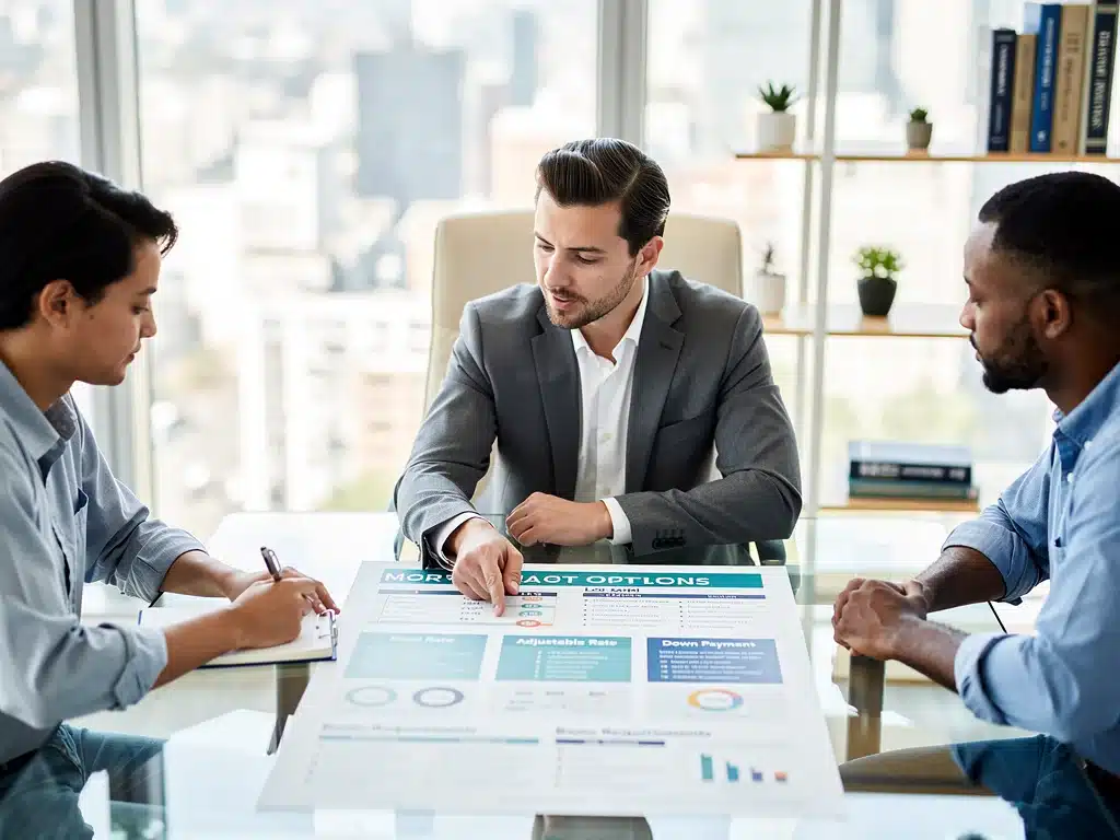 Financial advisor explaining mortgage options to a couple