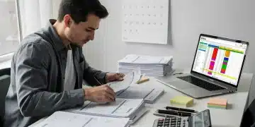 Realistic Budget 2026: Cut 20% Unnecessary Spending Woman creating a realistic budget for 2026, analyzing expenses and income.