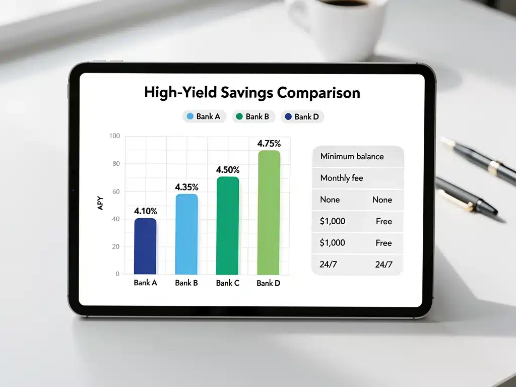 Infographic comparing high-yield savings account rates in 2026
